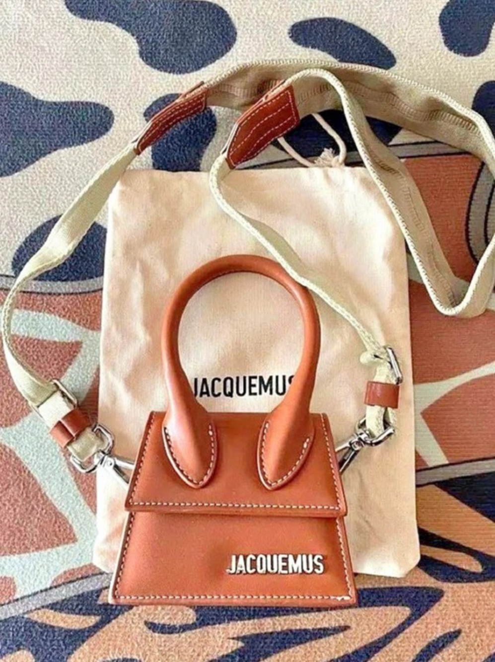 Jacquemus Le Chiquito Mini Bag in Brown & White